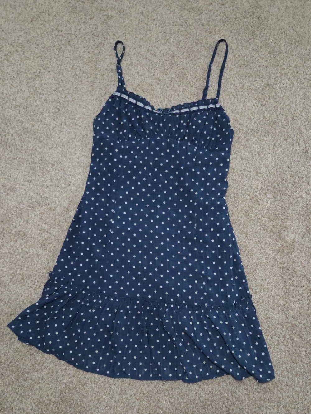 No Boundaries Navy & White Polka Dot Mini Dress